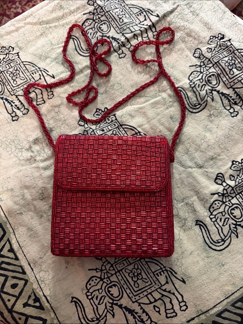 Red Woven Crossbody Bag - Unbranded